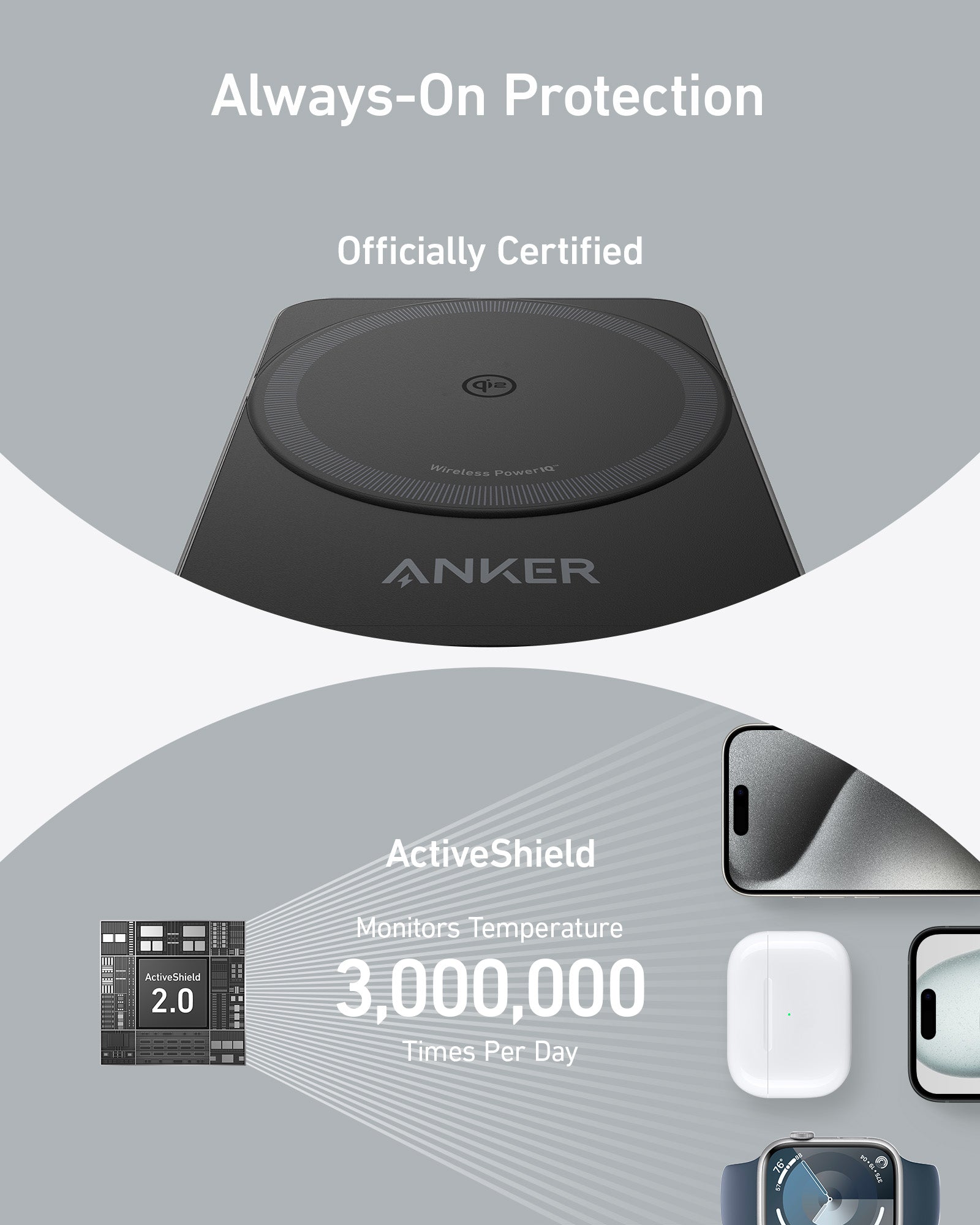 Refurbished Anker MagGo Wireless Charging Station (Foldable 3-in-1)